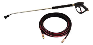 Lanza Y Manguera R2 X 15 Mts Para Hidrolavadora 300 Bar Ind Negro Rojo Plateado