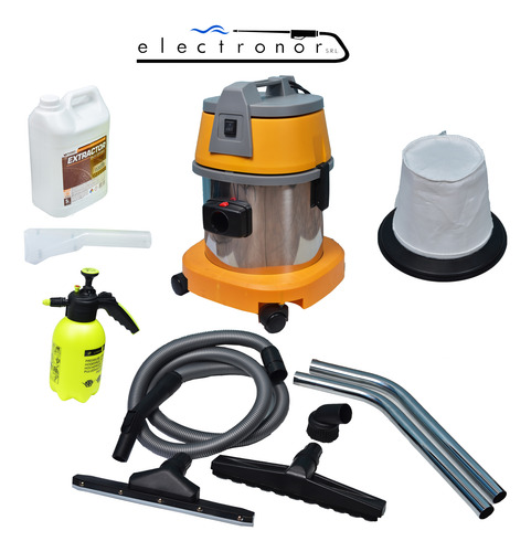 Combo Aspiradora Limpia Lava Tapizados 15l 1 Motor 1000w Plateado/naranja - Imagen 4